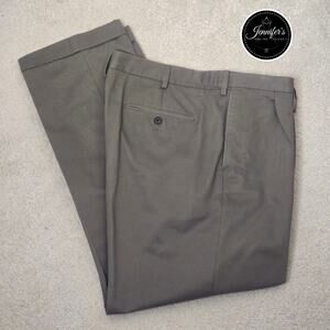 Lands' End Men's Olive Green Traditional Fit Pleated Cuffed Dress Pants Size 40